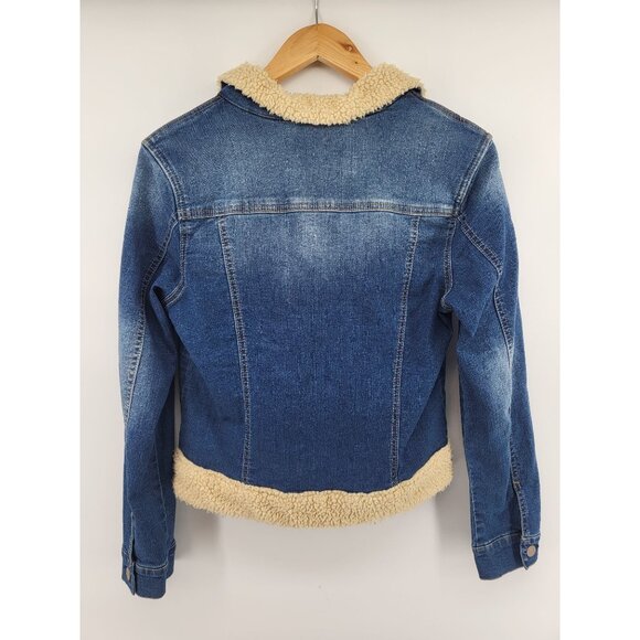 Wallflower Authentic Denim Womens Faux Sherpa Lined Jean Jacket Large - Picture 7 of 7